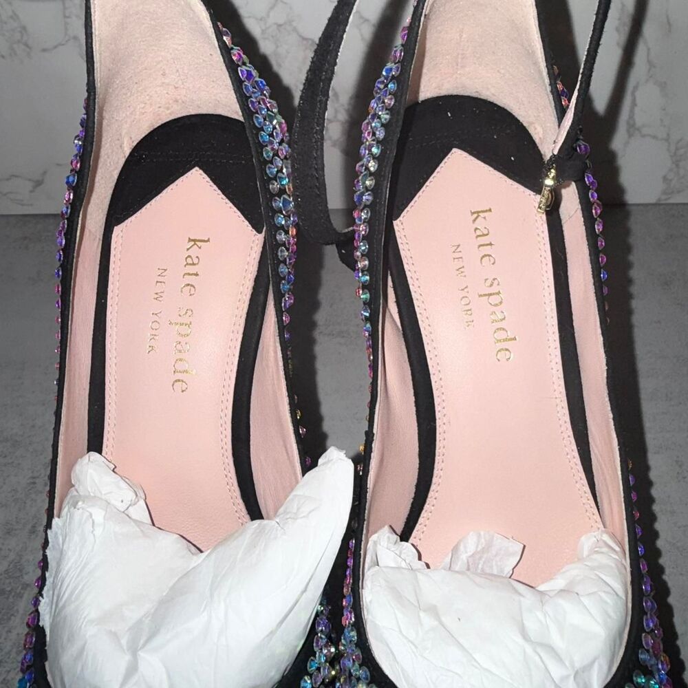 Kate Spade New York Gia Pave Black embellished heels Size 10 M - Picture 5 of 8